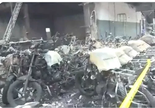 Bike showroom on fire! Hundreds of bikes gutted in the fire