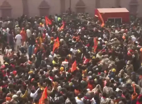 Ram Mandir: The police force could not survive, the security was broken by people in rows - watch the video