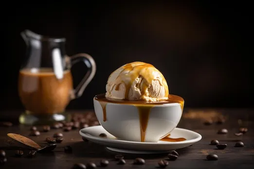 Premium Photo | Affogato coffee with ice cream on a cup