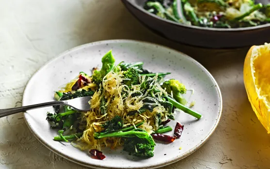 Brussel Sprouts, Broccoli and Kale with Spaghetti Squash | Healthy Recipe