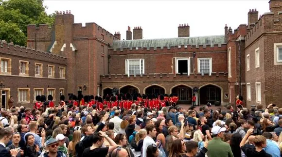 King Charles is about to be proclaimed publicly on the balcony overlooking Friars' Court