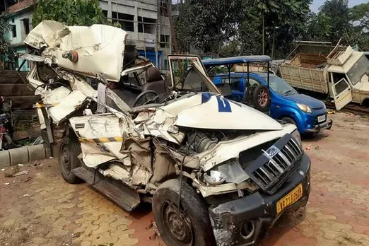 Three people died in a collision between a truck and an ambulance at Amaidighi of Phulbari