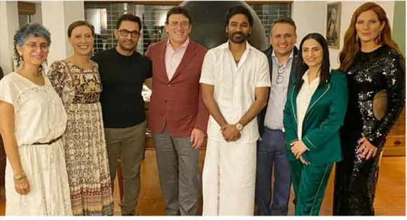 Aamir Khan treats Russo brother , Dhanush with Gujrati dinner at home.