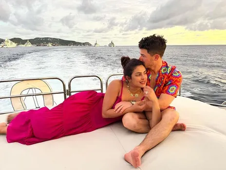 Nick Jonas and Priyanka Chopra on a yacht