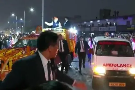 PM Modi's convoy stops to make way for ambulance in Ahmedabad during longest roadshow