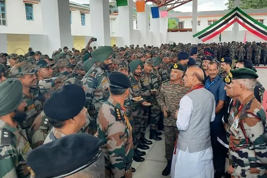 Defence Minister interacts with army and Assam Rifles personnel
