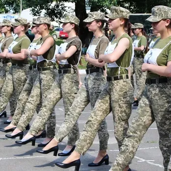 Ukrainian beauties in armed forces to march wearing high heels