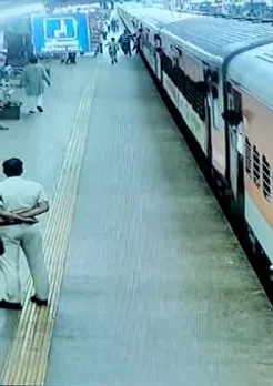 Railway Cop Saves Life Of passenger Who Tried Boarding A Moving Train