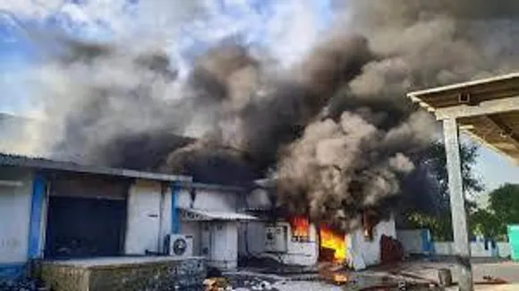 Fire breaks out in a factory near Bhau Industrial Estate in Pune