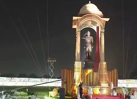 Prime Minister Narendra Modi unveils granite statue of Netaji Subhas Chandra Bose at India Gate