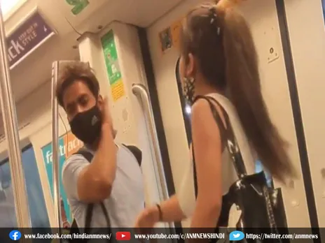 मेट्रो में कपल के बीच थप्पड़ की बरसात (VIDEO)