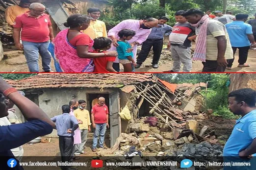 बारिश से ढहा मकान, घायल हुए परिवार