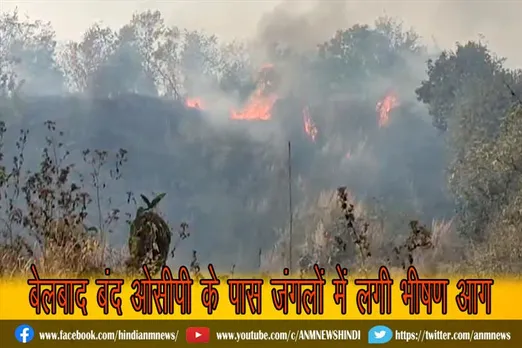 ईसीएल के बेलबाद बंद ओसीपी के पास जंगलों में लगी भीषण आग