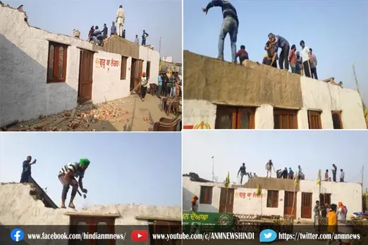 किसानों ने सिंघु पर बनाए पक्के घर को तोड़ना किया शुरू