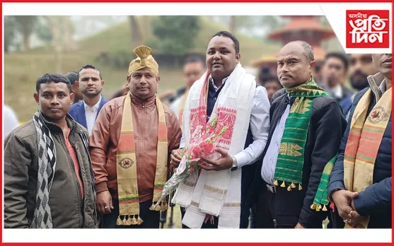 সদৌ অসম ছাত্ৰ সন্থাৰ নৱনিৰ্বাচিত সম্পাদক সমীৰণ ফুকনক চৰাইদেউ প্ৰেছ ক্লাৰ সম্বৰ্ধনা