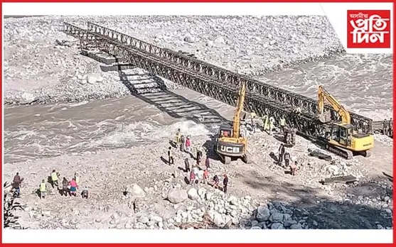 বান বিধ্বস্ত ছিকিমত ভাৰতীয় সেনাৰ দলং নিৰ্মাণ