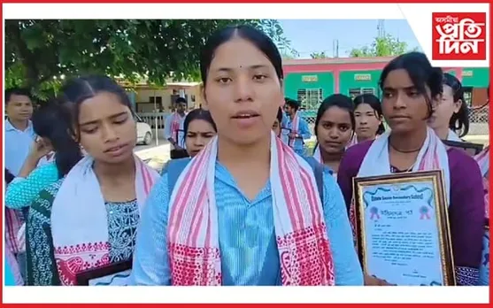 ডিমৌ চিনিয়ৰ চেকেণ্ডাৰী স্কুলত ছাত্ৰ- ছাত্ৰীক সম্বৰ্ধনা