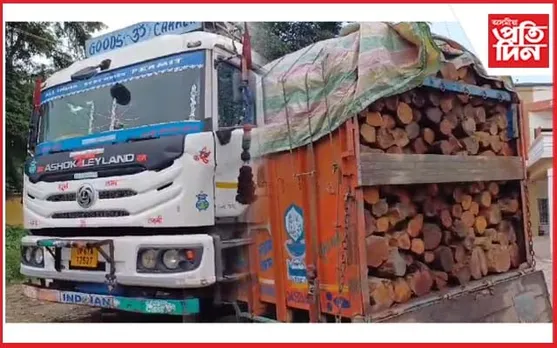 চিলাপথাৰত কাঠভৰ্তি বাহন জব্দ...