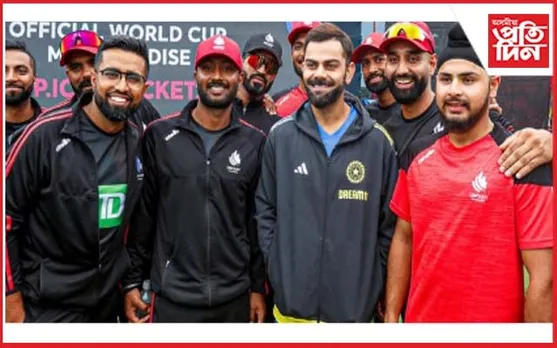 খেল বাতিল হ'লেও নাই আক্ষেপ ! প্ৰিয় খেলুৱৈক কাষত পাই উৎফুল্লিত কানাডাৰ ক্ৰিকেটাৰ 