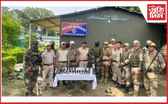 অসম ৰাইফলছ- মণিপুৰ আৰক্ষী অভিযান : বুজন পৰিমাণৰ অবৈধ মাৰণাস্ত্ৰ আৰু বিস্ফোৰক সামগ্ৰী জব্দ