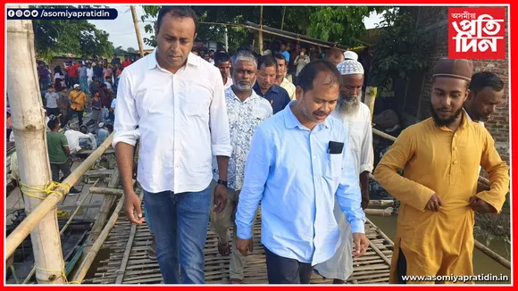 ধিঙৰ বান বিধ্বস্ত অঞ্চল পৰিদৰ্শন বিধায়ক অখিল গগৈৰ...