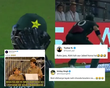 'Bhaiya ab ye muh aap dikhane ke kabil nahin rahe' - Fans react as Mohammad Rizwan hides his face after Pakistan's poor fielding against Afghanistan