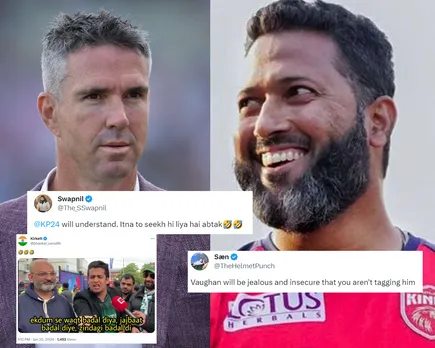 'Vaughan will be jealous and insecure' - Fans react to Wasim Jaffer's hilarious 'Ghar se nikalte hi, kuch door chalte hi' meme on Kevin Pietersen's Tweet