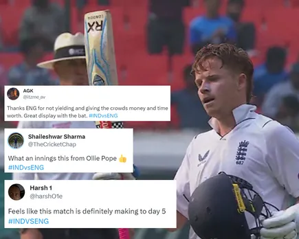 'Lagta hai ye 5th day tak pakka jayega' - Fans react as England stay alive with Ollie Pope's century on third day of Hyderabad Test