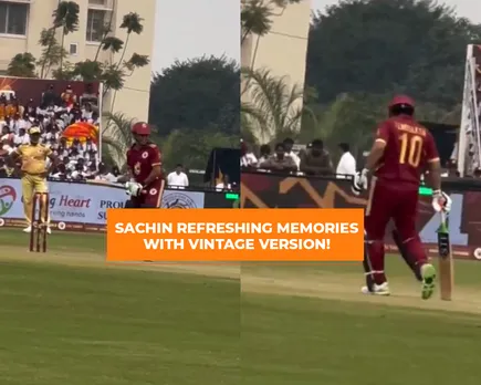 WATCH: Fans chant 'Sachin Sachin' as the former Indian legend gets back in action in charity match after long time