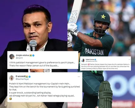 'Protein ki Kami management Aur Captain mein Hai' - Fans react to Virender Sehwag's 'Protein ki bhi kami nahin, jazbe ki bhi' post while praising Pakistan batter Fakhar Zaman