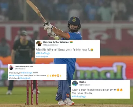 'Ye to bina sharm-lihaz ke maarta hai' - Fans ecstatic after Rinku Singh's fiery knock of 31 runs off just 9 balls against Australia in 2nd T20I