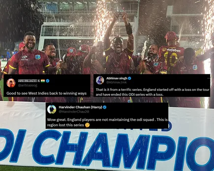 'Ye kuch din phle tk World Champions the' - Fans react as West Indies thrashes England by 4 wickets to win their first ODI series in last 25 years