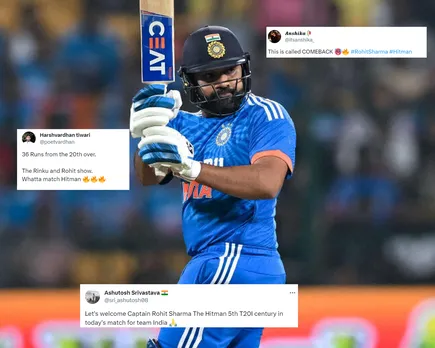 'Ise kehte hain comeback' - Fans react as India skipper smashes blistering century in 3rd T20I against Afghanistan