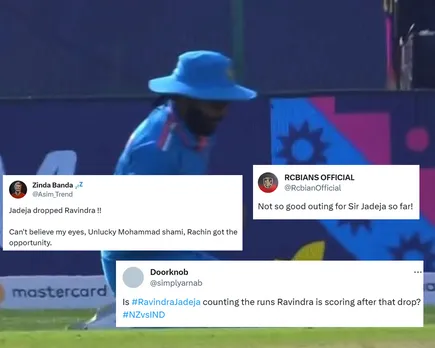 'Aankhon pe bharosa nhi ho rha' - Fans shocked as Ravindra Jadeja drops a sitter on shot played by Rachin Ravindra in India vs New Zealand match