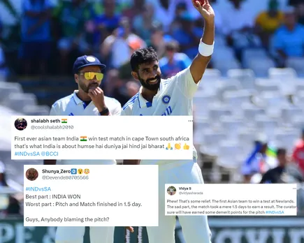 'Tod di hai Newlands ki akad' - Fans react India thrash South Africa by 7 wickets in shortest-ever Test match in cricketing history