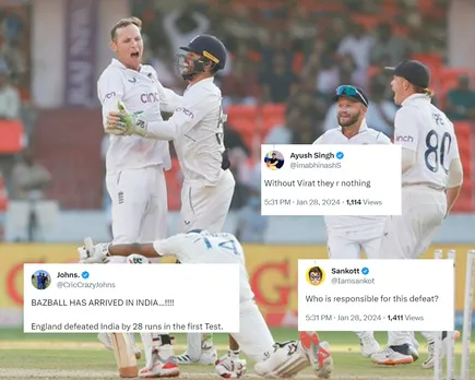 'Bazball has arrived in India' - Fans react as England beat India by 28 runs in first Test to gain 1-0 lead in series