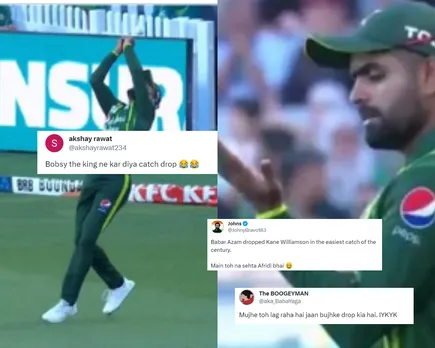 'Bobsy the king ne kar diya...' - Fans brutally troll Babar Azam as he drops catch of Kane Williamson in 1st T20I, allowing latter to score half-century