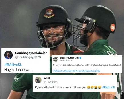 'Kya hi kalesh bhara  match tha ye' - Fans react as Bangladesh beat Sri Lanka for first time in ODI World Cup history amidst 'Mathews timed out' controversy