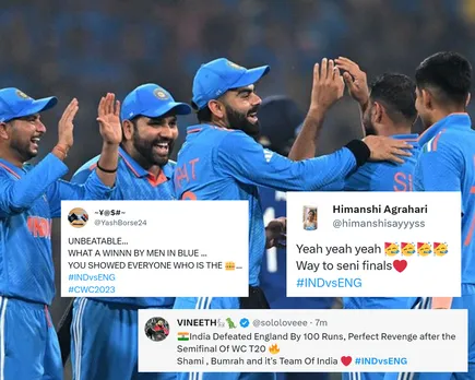 'Unbeatable Team India, Cup yahin aana h is baar' - Fans overjoyed as India outmuscle England to register sixth successive win in ODI World Cup 2023