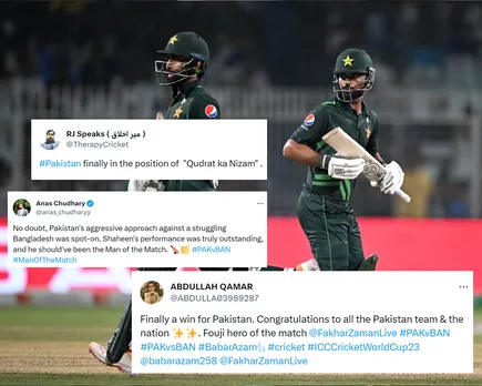 'Finally ab 'Qudrat ka nizam' wali position mein hain' - Fans react as Pakistan survive Bangladesh scare to keep their hopes alive in ODI World Cup 2023