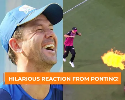 WATCH: Tom Curran gets frightened by flames near boundary rope, leaves Ricky Ponting in splits