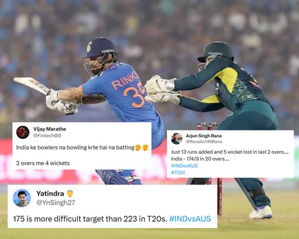 'India ke bowlers na bowling krte hai na batting' - Fans react as Australia restrict India at 174 in the first innings during 4th T20I of series