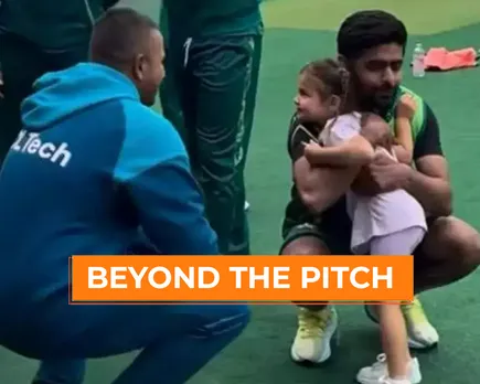 WATCH: Babar Azam hugs Usman Khawaja's daughter on the eve of Boxing Day Test