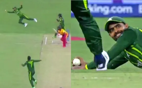Watch: Babar Azam Takes Diving, One-handed ‘Blinder’ At Slips Against Zimbabwe In 20-20 World Cup