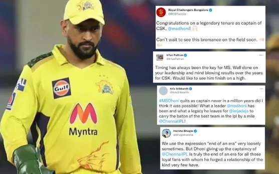'End of an era' - As MSD steps down as Chennai skipper, here's how the cricket fraternity reacted