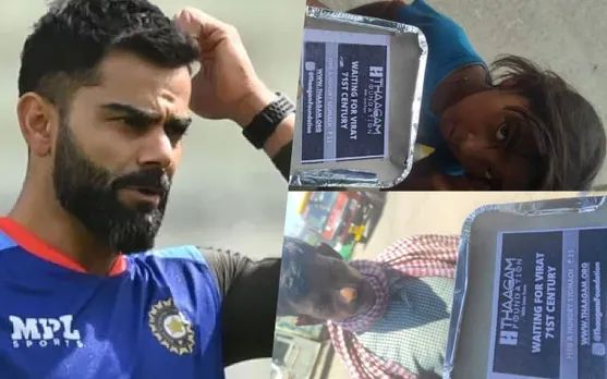 Fan distributes food to the poor to see Virat Kohli score his 71st international hundred, images go viral
