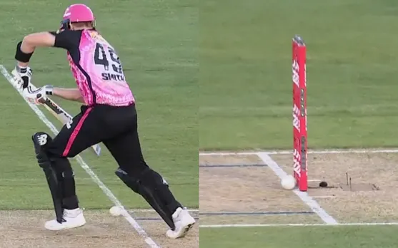 Watch: Steve Smith survives as zing bails fail to come off its grove in BBL12