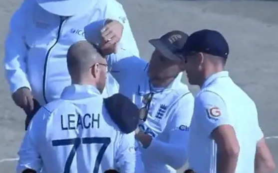 Watch: Joe Root rubs ball on Jack Leach's head which leaves everyone in splits