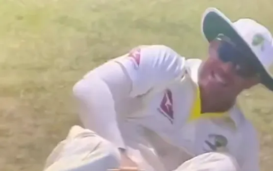Watch: David Warner hilariously gets hit in the crotch by a bail