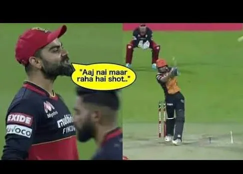 Virat Kohli sledges against SRH batsman and gets a reply with a big six